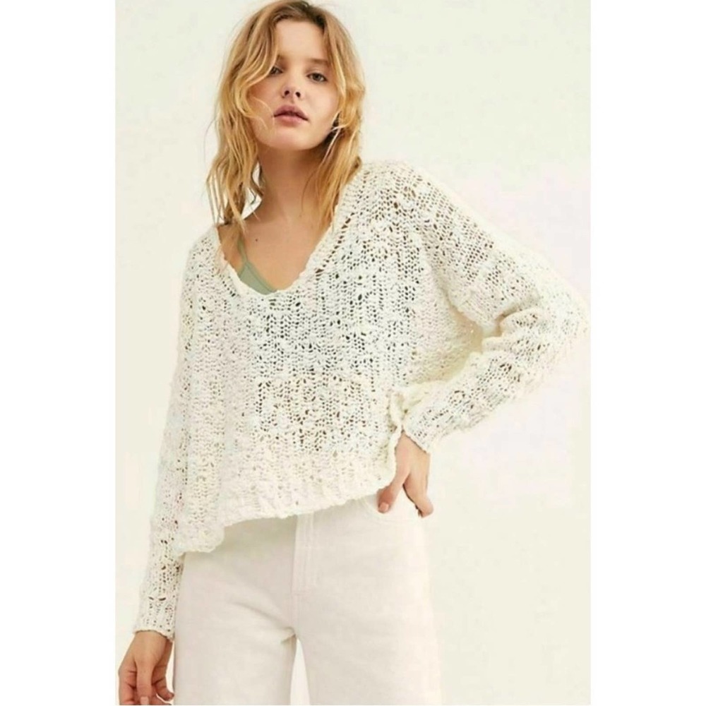 Free People Oversized Open Knit Slouchy Pullover Sweater Womens Size S